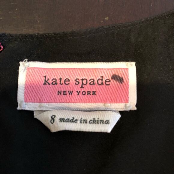 Kate Spade black white polka dot silk blend v neck top size 8 - Picture 9 of 14